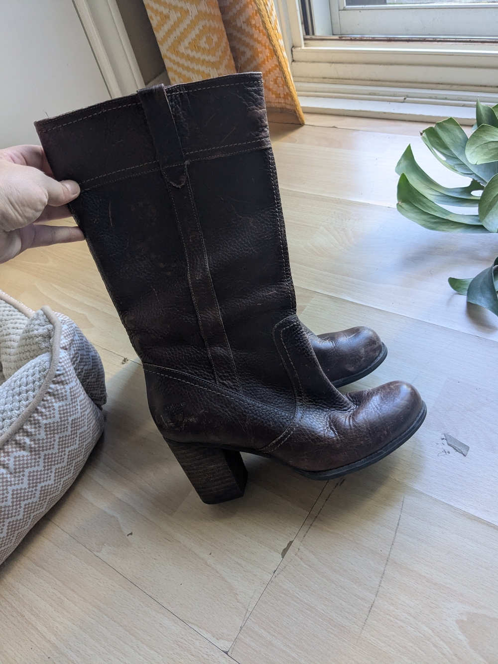 Timberland Dark Brown Leather Mid-Calf Heeled Boots